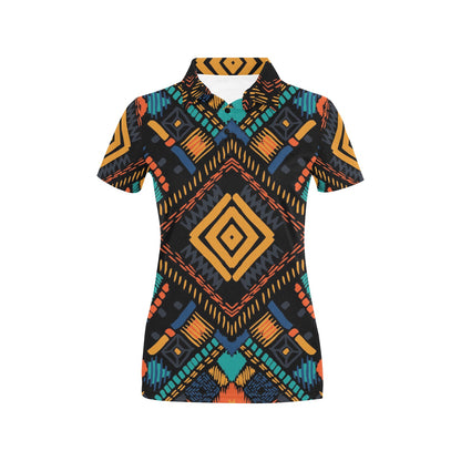 Kente Pattern Print Design 05 Women's Polo Shirt