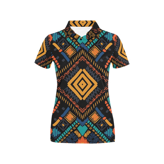 Kente Pattern Print Design 05 Women's Polo Shirt