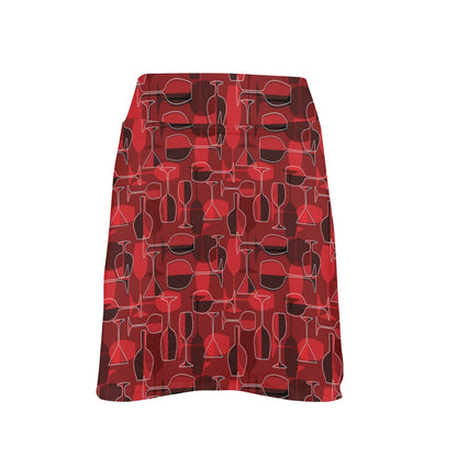 Wine Glass Print Design LKS301 17" Golf & Pickleball Skort with Pockets