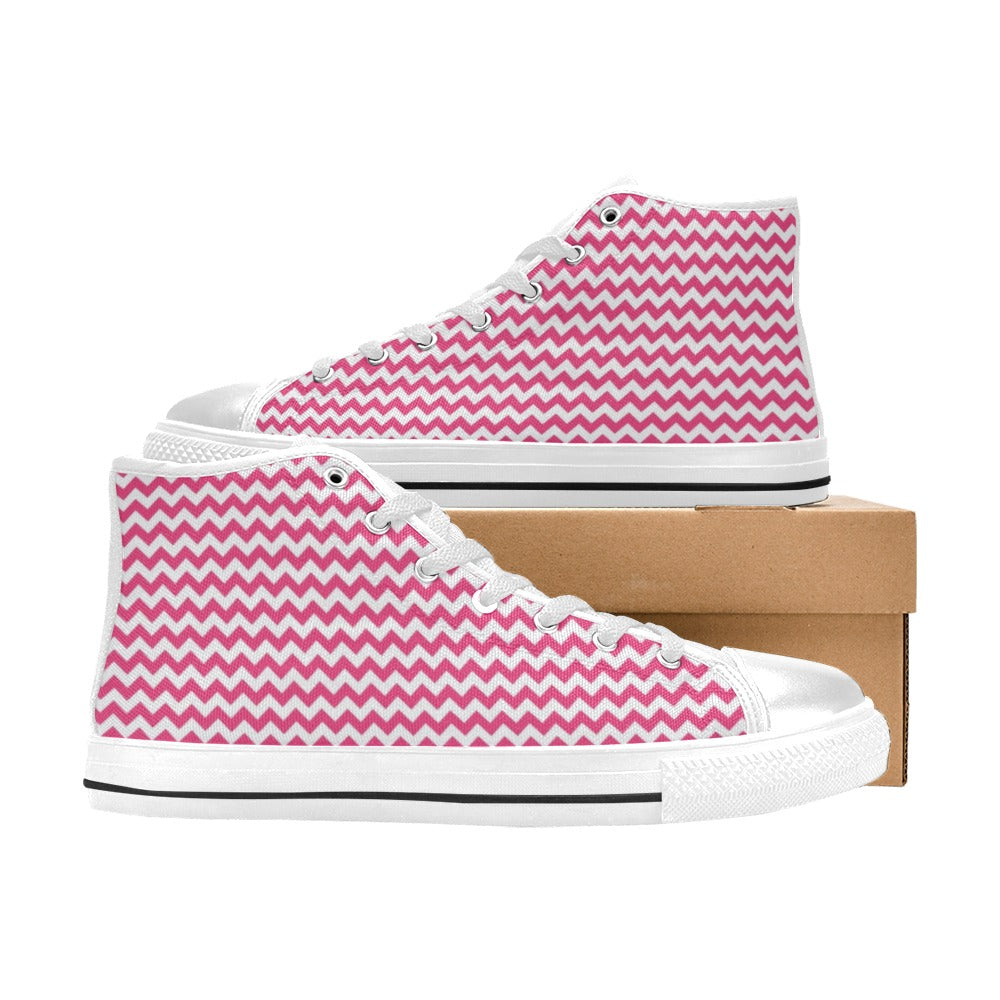 Chevron Print Design LKS402 Men's High Top Canvas Shoes