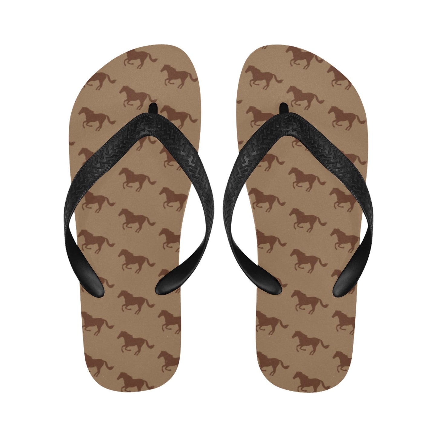 Horse Brown Print Design LKS307 Flip Flops