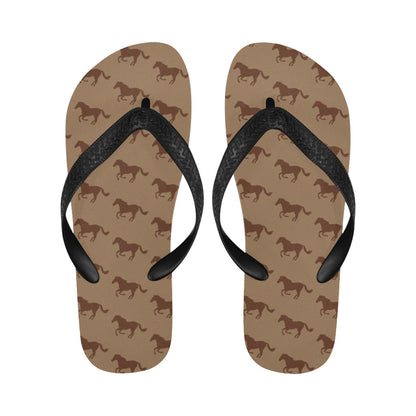 Horse Brown Print Design LKS307 Flip Flops