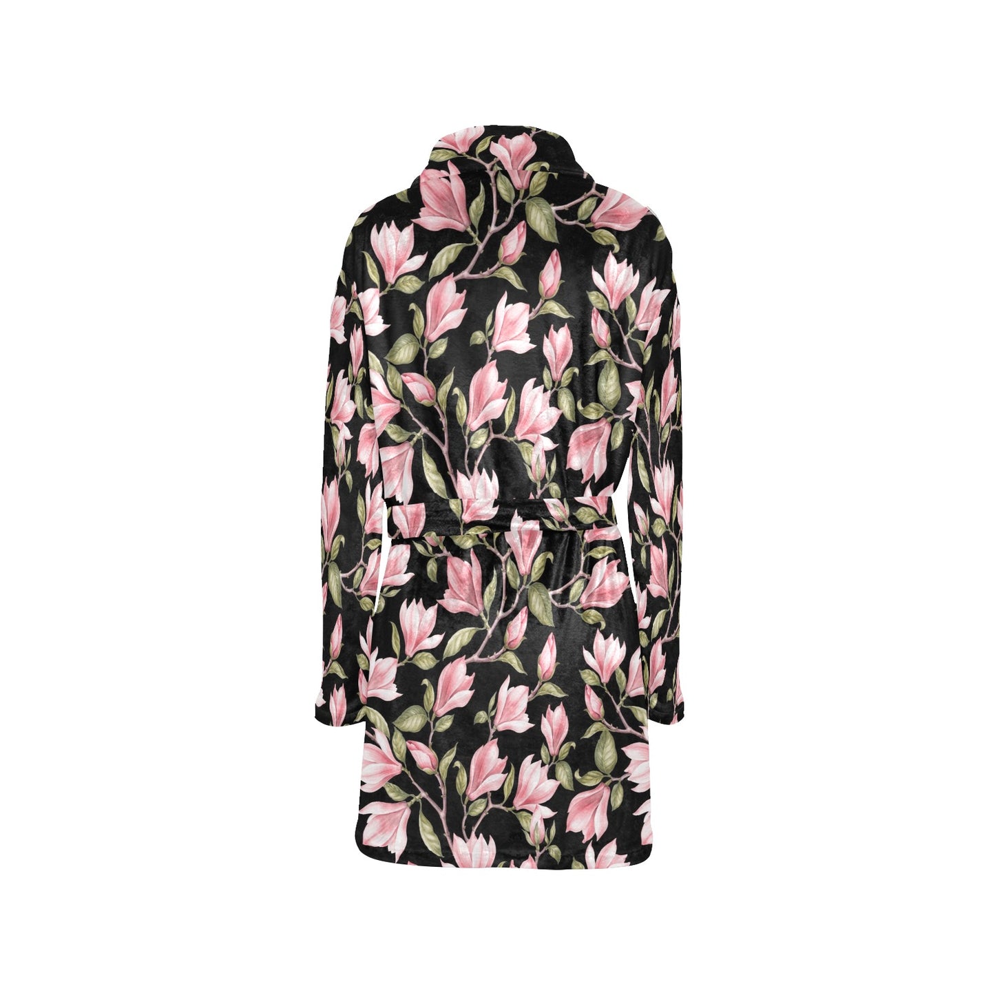 Magnolia Pattern Print Design MAG03 Women's Fleece Robe