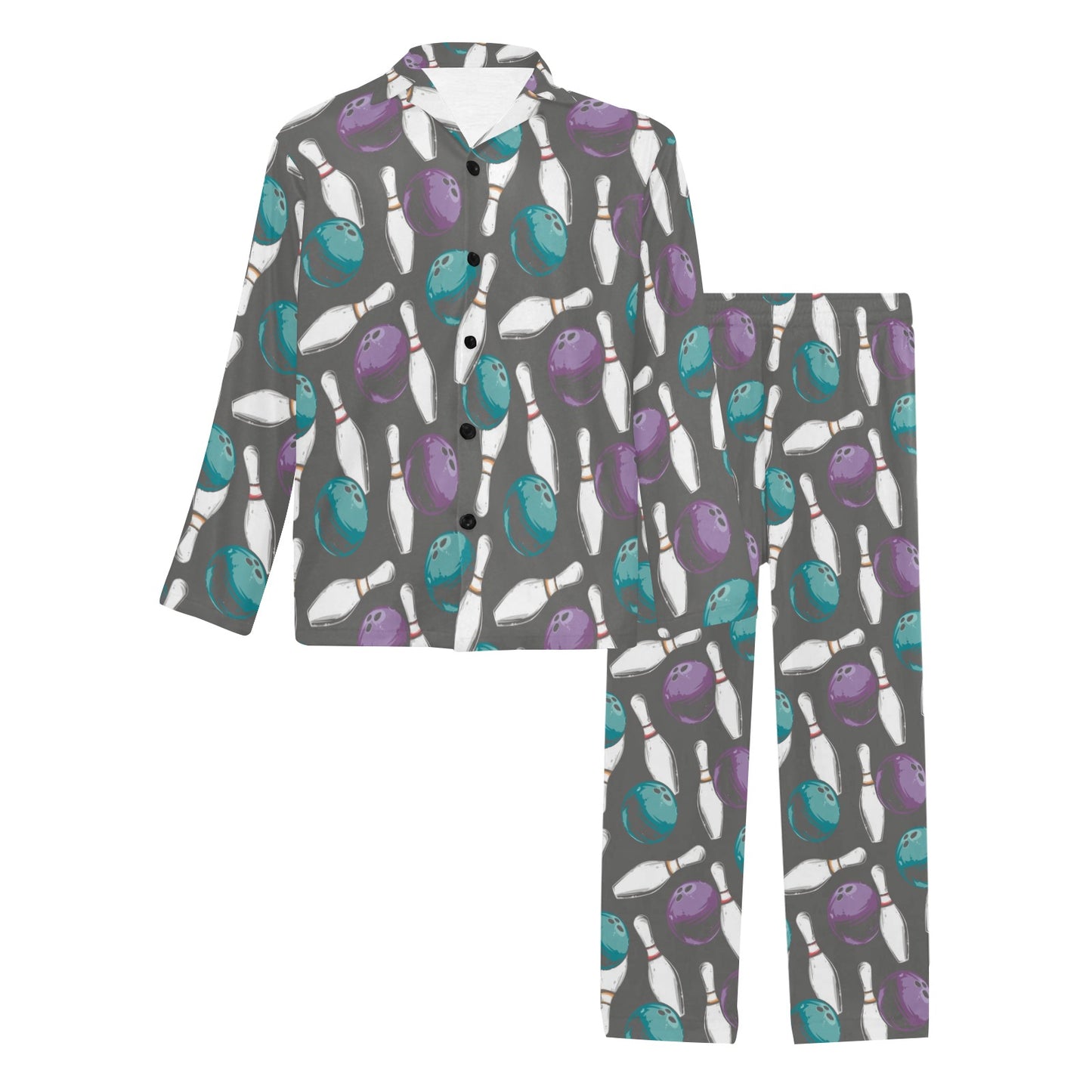 Bowling Pattern Print Design 03 Men's Long Pajama Set