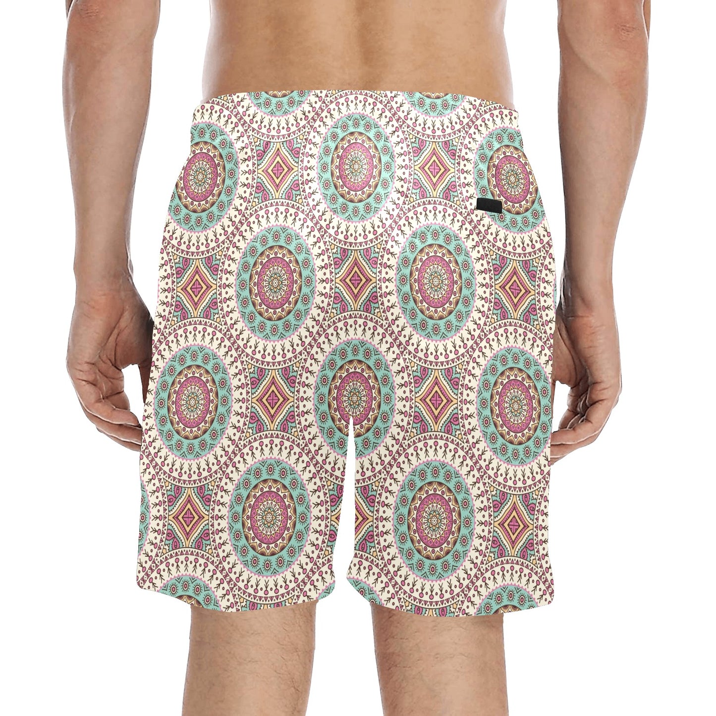 Bohemian Round Style Print Men's Swim Trunks Beach Shorts