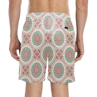 Bohemian Round Style Print Men's Swim Trunks Beach Shorts