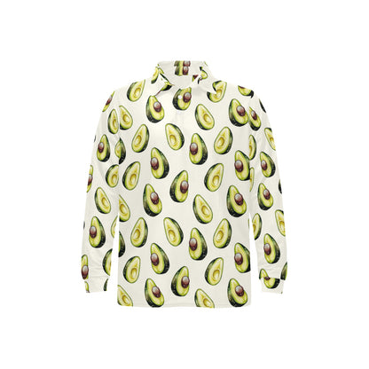 Avocado Pattern Print Design 01 Long Sleeve Polo Shirt For Men's