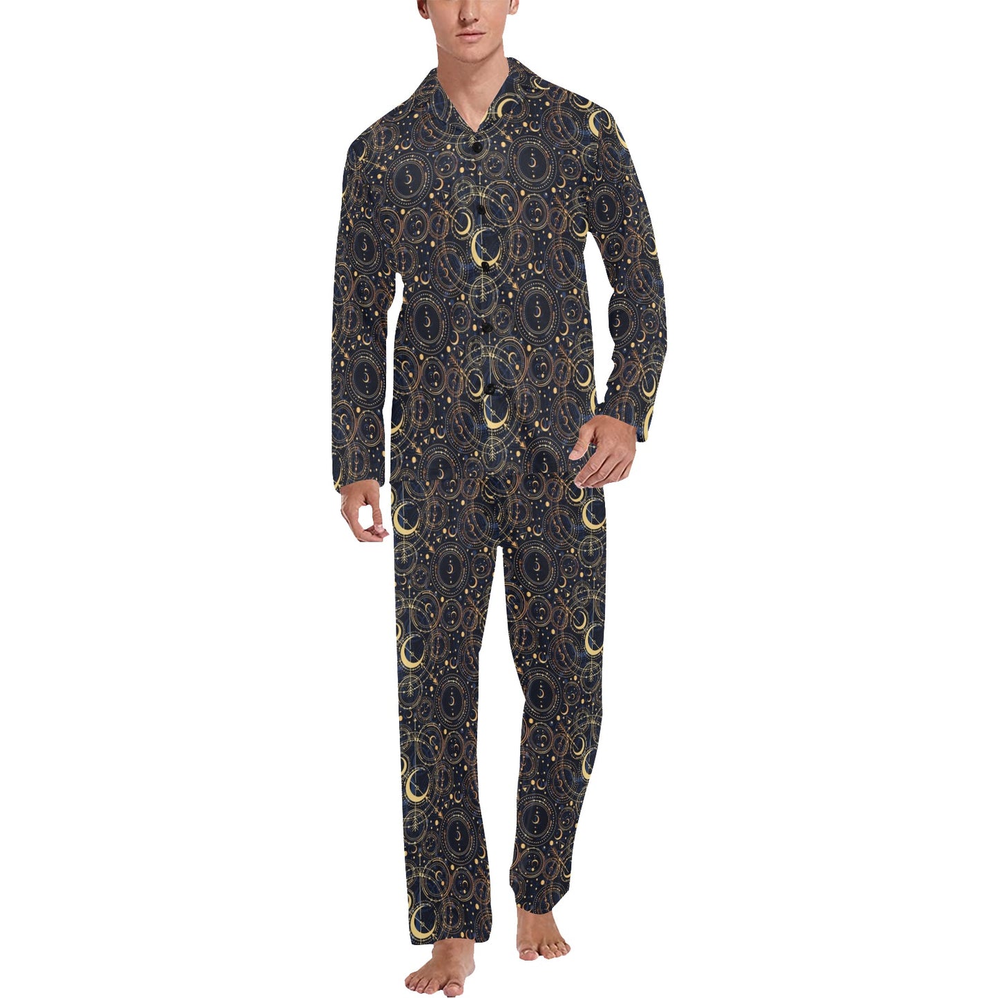 Celestial Pattern Print Design 04 Men's Long Pajama Set