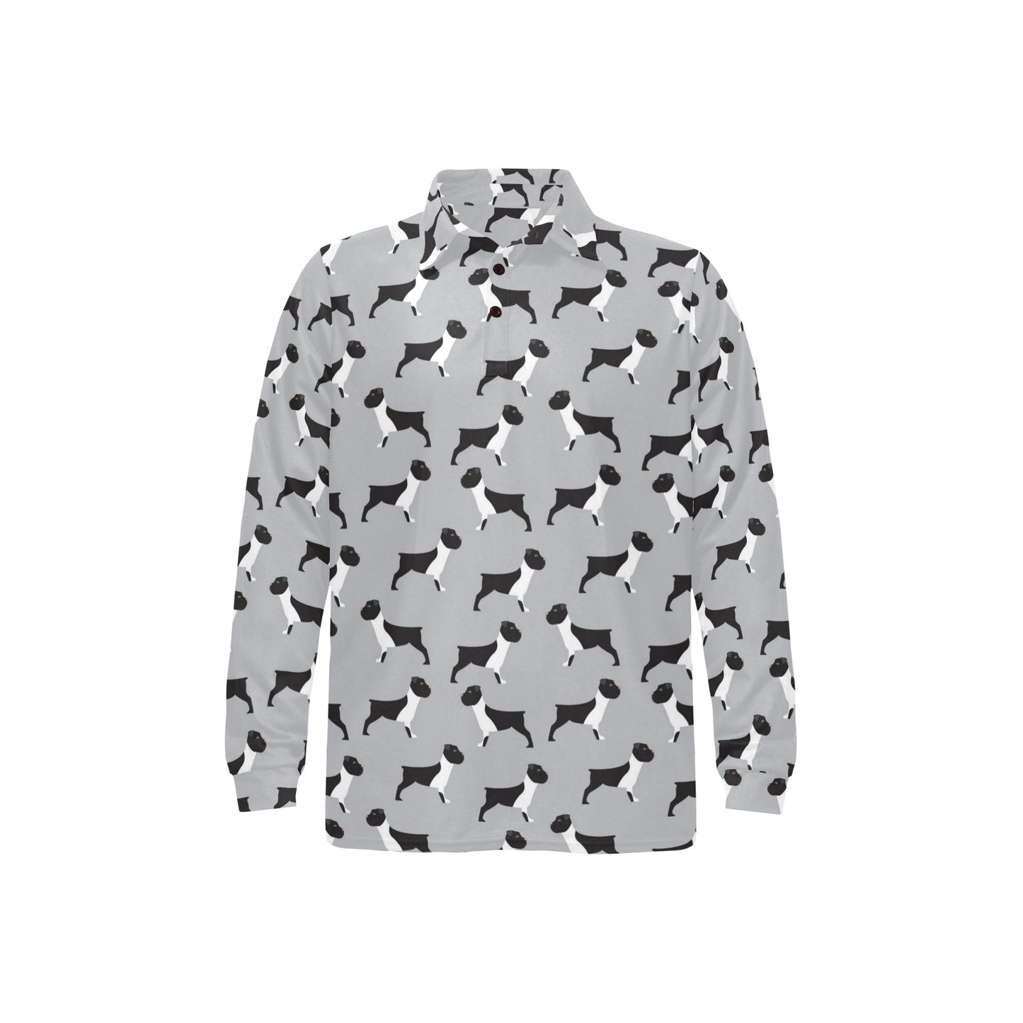 Boxers Pattern Print Design 01 Long Sleeve Polo Shirt For Men's