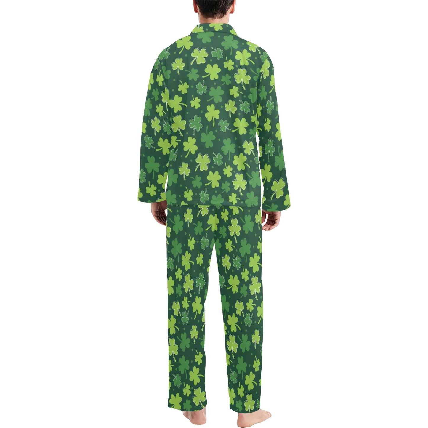 Clover Pattern Print Design 02 Men's Long Pajama Set