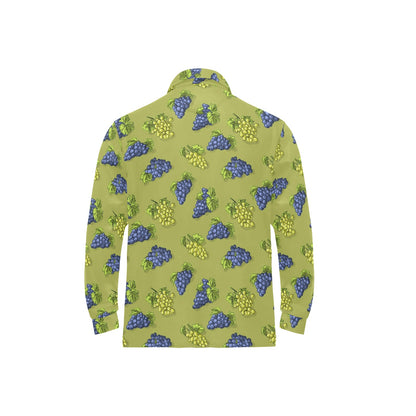 Grape Pattern Print Design GP08 Long Sleeve Polo Shirt For Men's