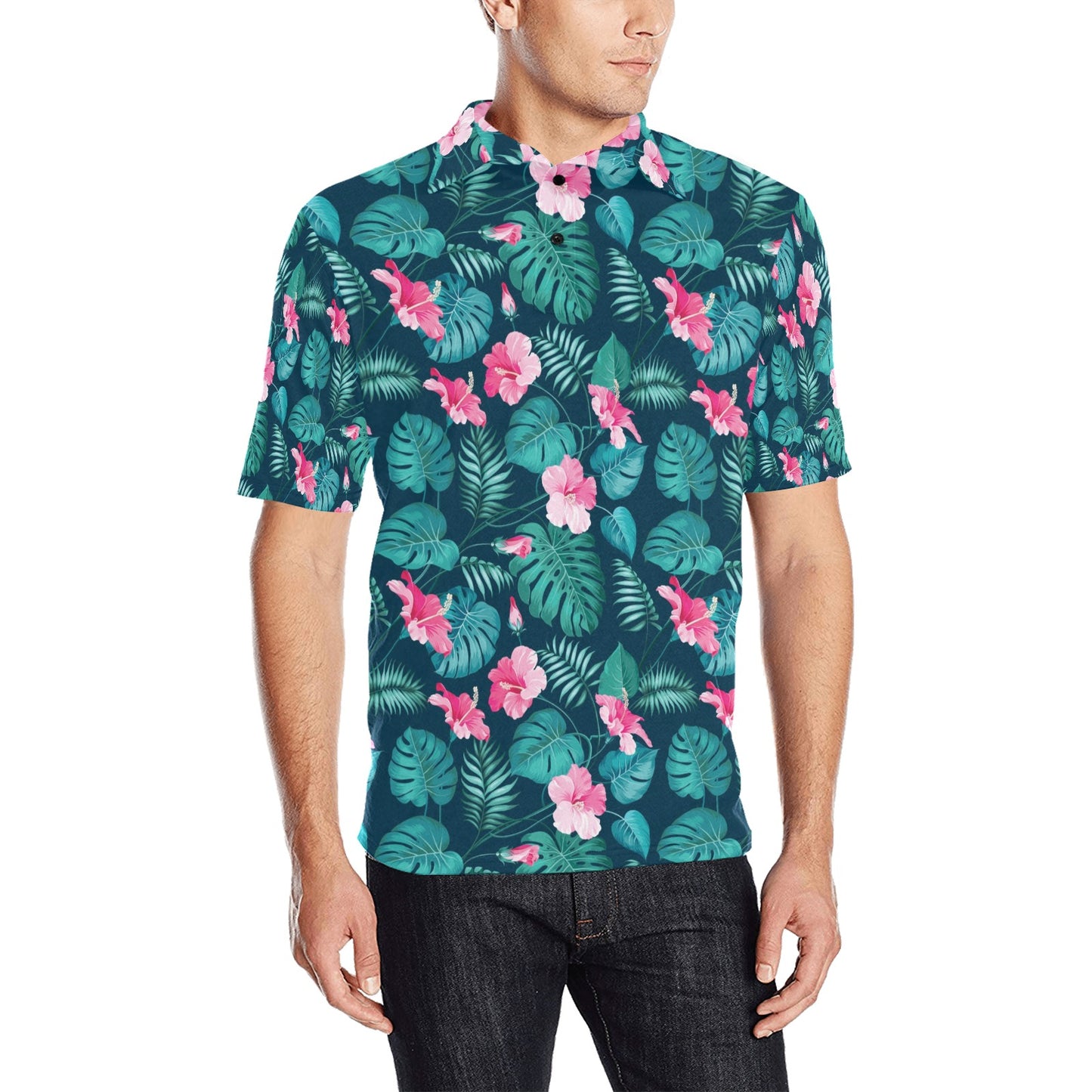 Summer Floral Print Design LKS301 Men Polo Shirt