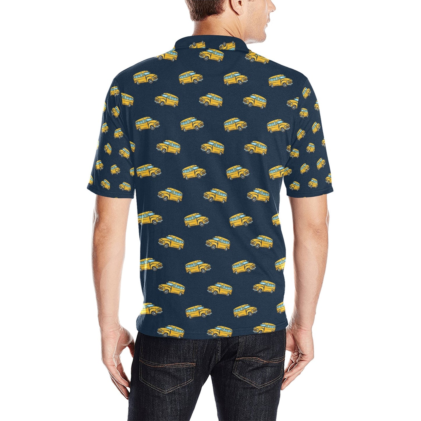 School Bus Print Design LKS304 Men Polo Shirt