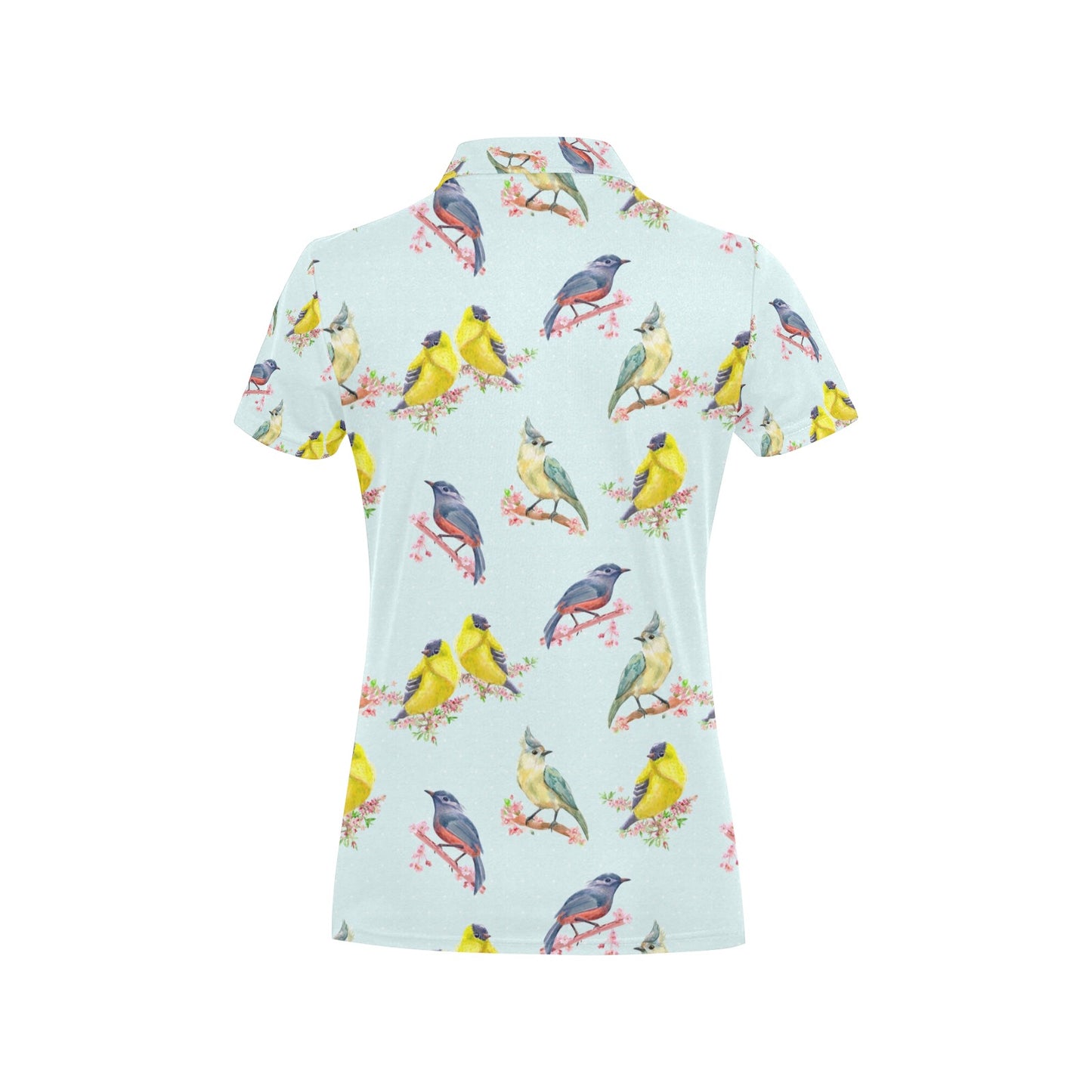 Bird Sweet Themed Print Pattern Women's Polo Shirt