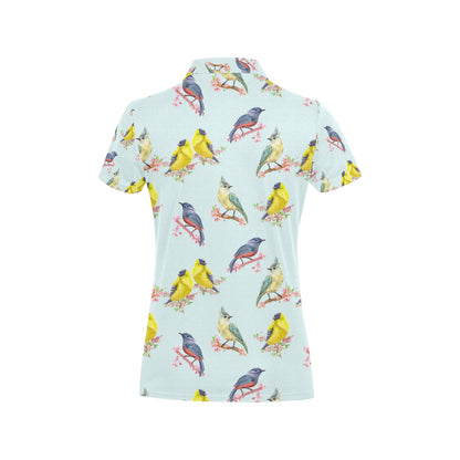 Bird Sweet Themed Print Pattern Women's Polo Shirt