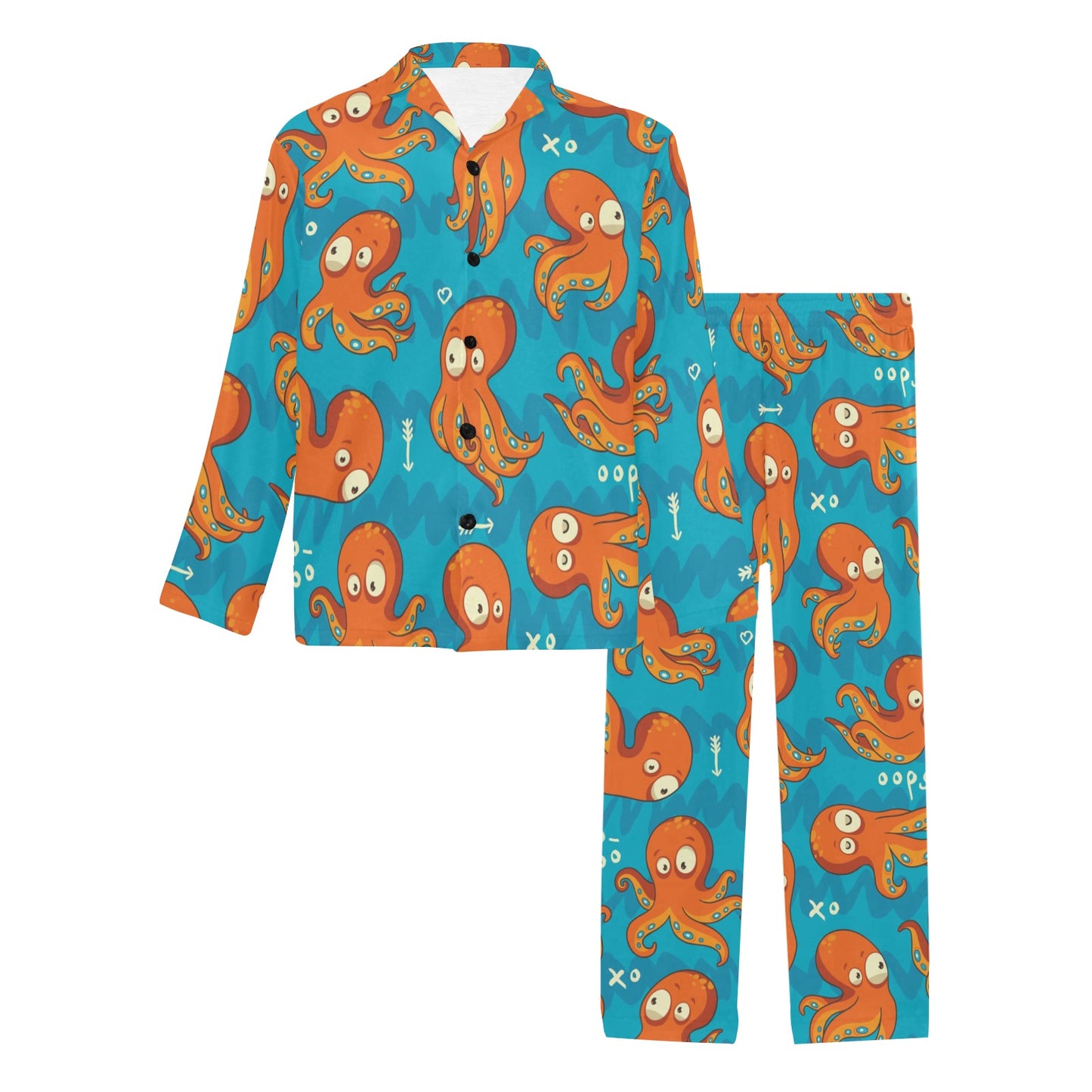 Octopus Pattern Print Design A02 Men's Long Pajama Set