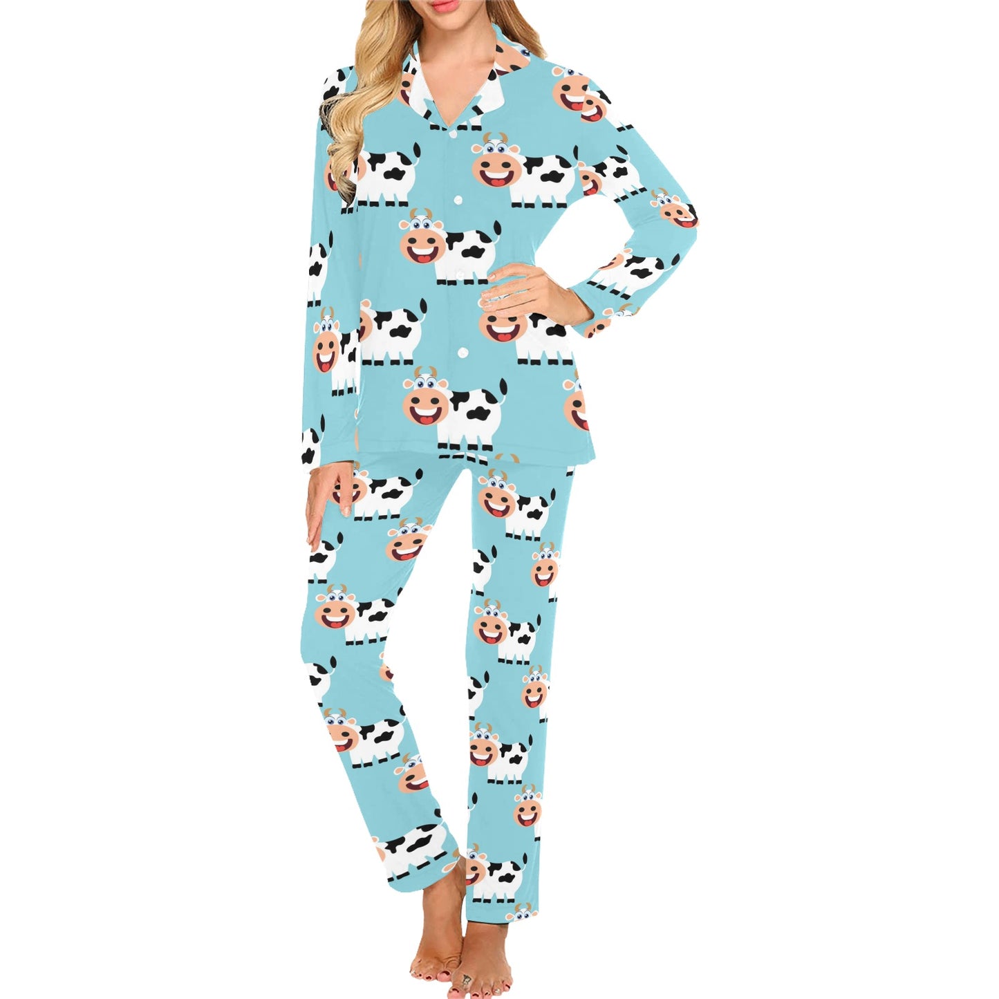 Cattle Cute Pattern Print Design 01 Women's Long Pajama Set