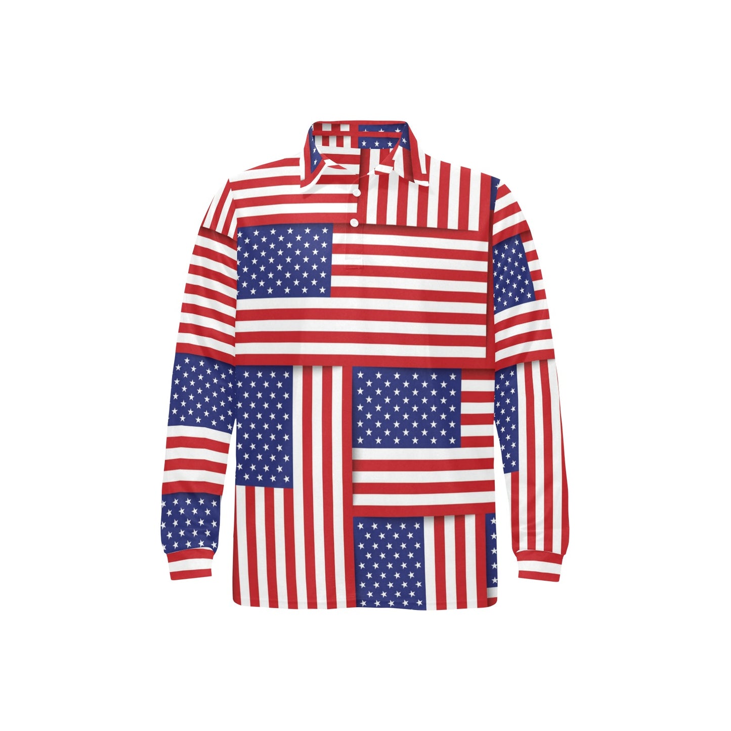 Patriotic US Flag Pattern Print Design A01 Long Sleeve Polo Shirt For Men's