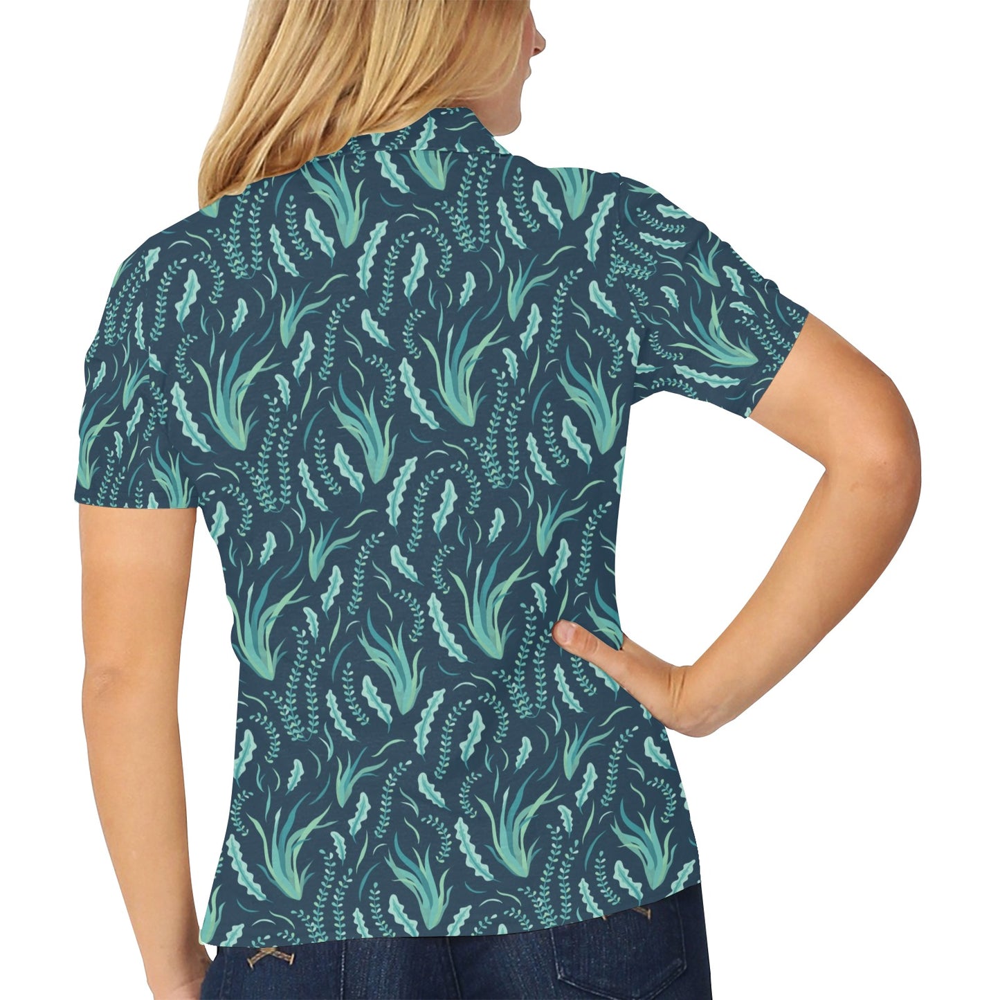 Seaweed Print Design LKS302 Women's Polo Shirt