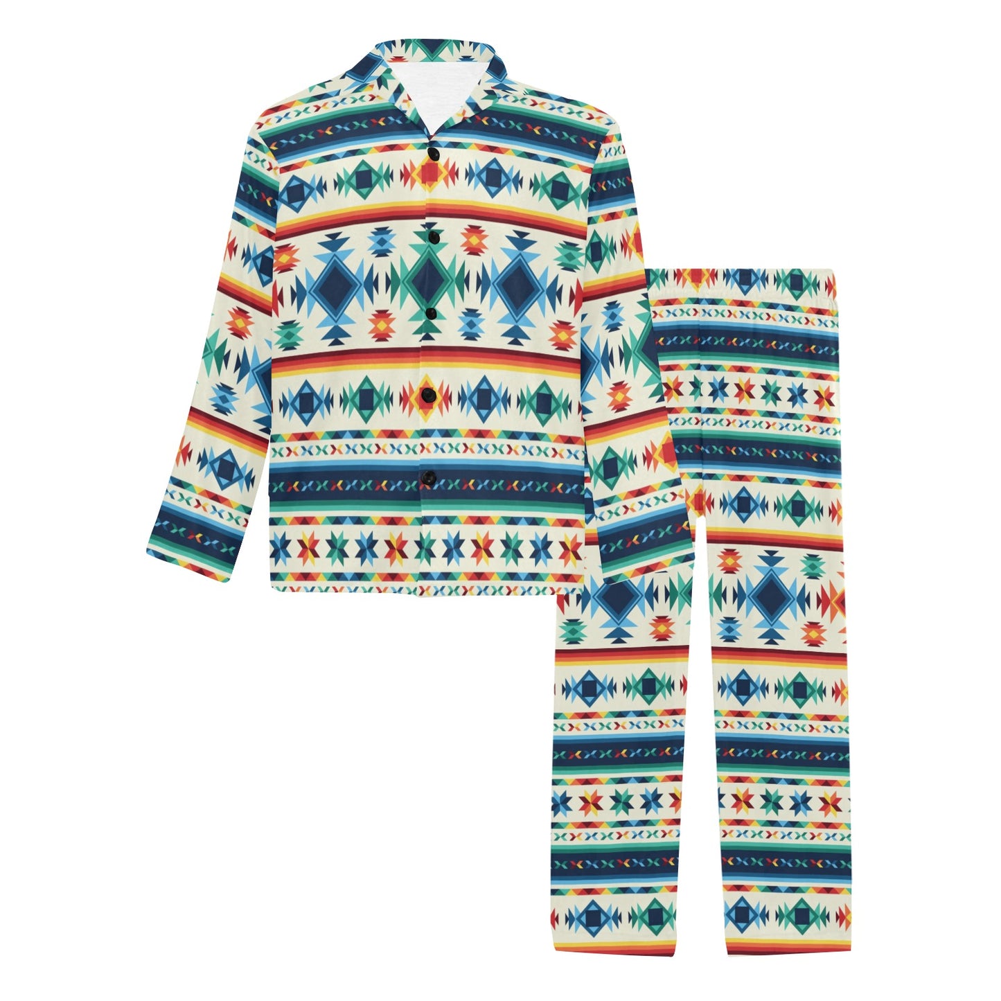 Aztec Pattern Print Design 02 Men's Long Pajama Set