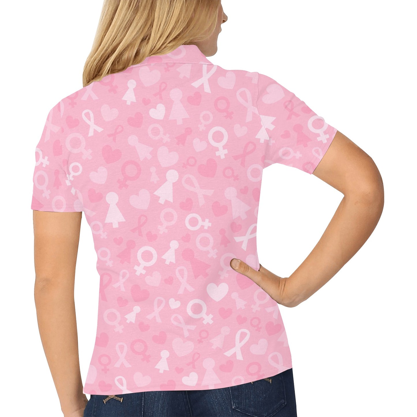 Breast cancer Pattern Print Design 01 Women's Polo Shirt