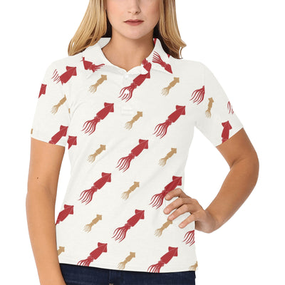 Giant Squid Pattern Print Design 01 Women's Polo Shirt