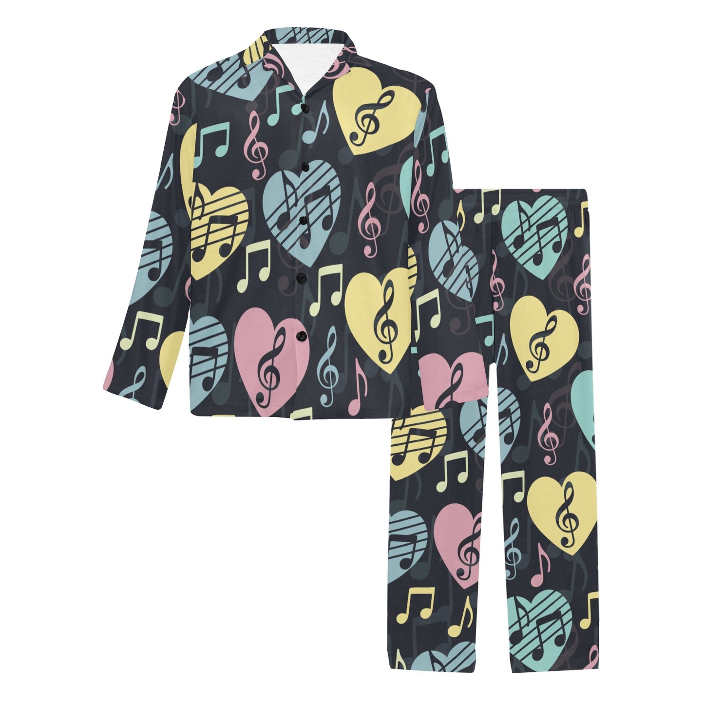 Music note Pattern Print Design A03 Men's Long Pajama Set