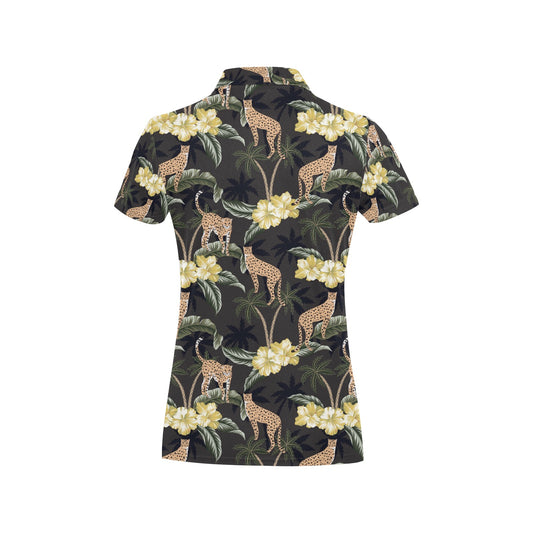 Cheetah Pattern Print Design 04 Women's Polo Shirt