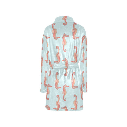 SeaHorse Pattern Print Design 01 Women's Fleece Robe