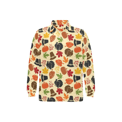 Thanksgiving Print Design LKS303 Long Sleeve Polo Shirt For Men's