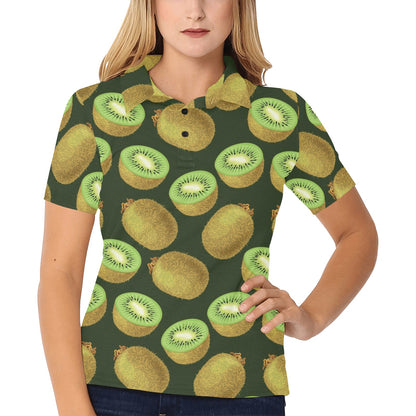 Kiwi Pattern Print Design KW04 Women's Polo Shirt