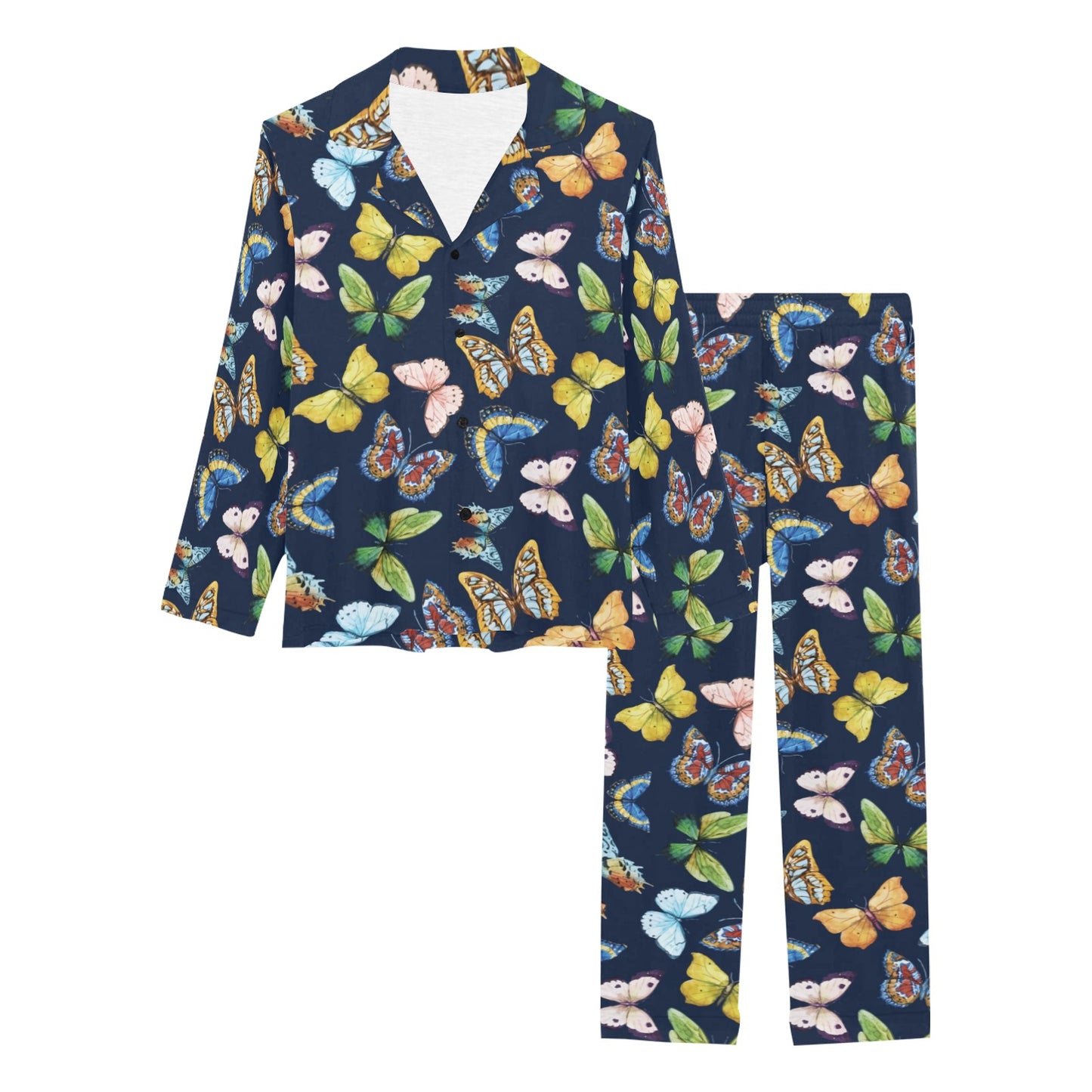Butterfly Beautiful Print Pattern Women's Long Pajama Set