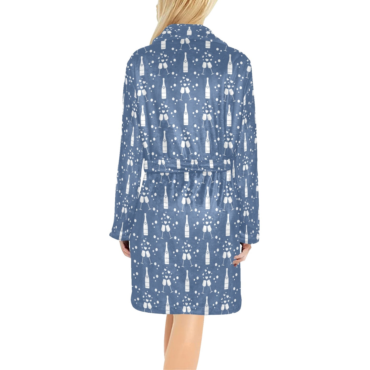 Champagne Pattern Print Design 05 Women's Fleece Robe