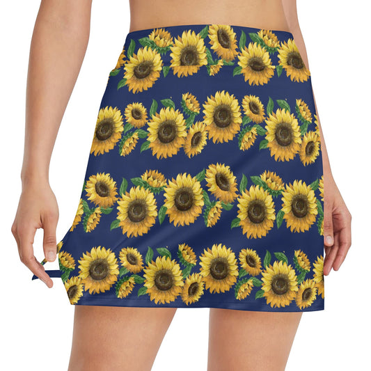 Sunflower Print Design LKS307 17" Golf & Pickleball Skort with Pockets