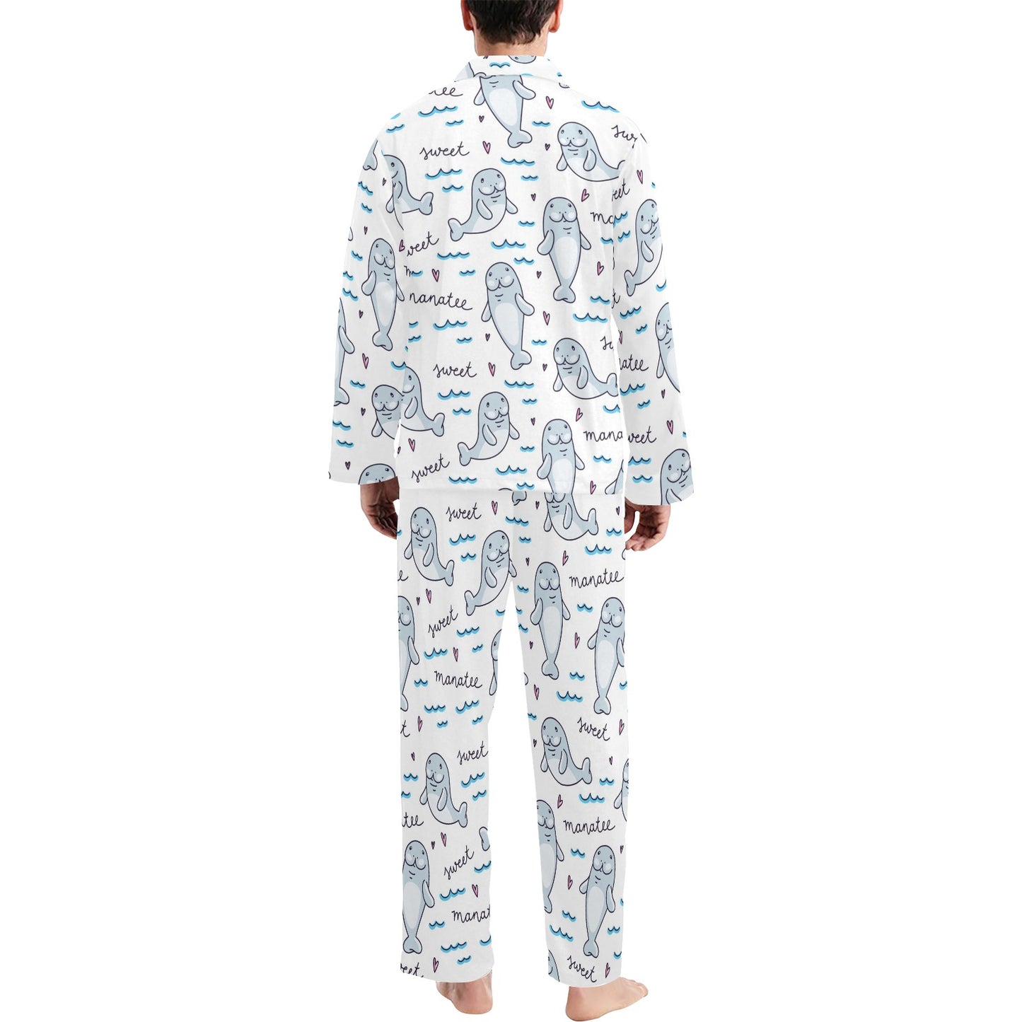 Manatee Baby Pattern Print Design 03 Men's Long Pajama Set