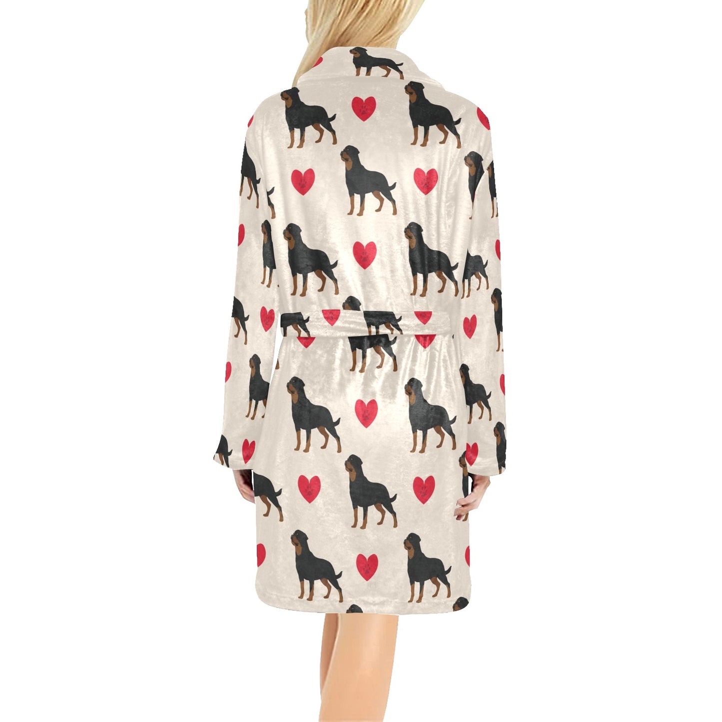 Rottweiler Pattern Print Design A02 Women's Fleece Robe