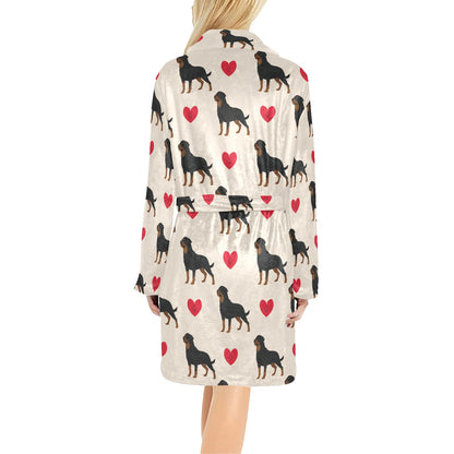 Rottweiler Pattern Print Design A02 Women's Fleece Robe