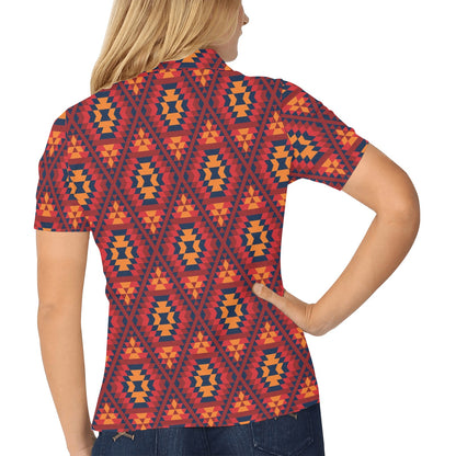 Navajo Pattern Print Design A03 Women's Polo Shirt