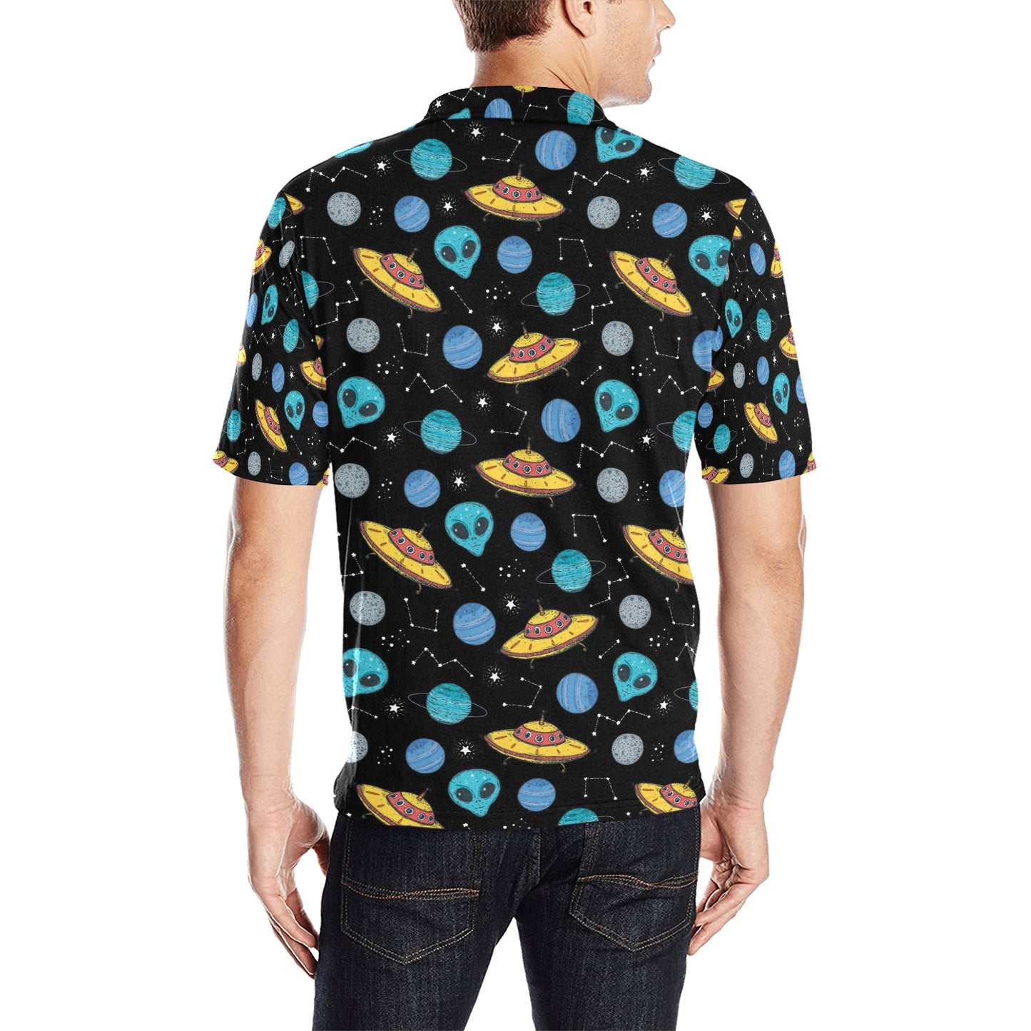 UFO Alien Print Design LKS306 Men Polo Shirt
