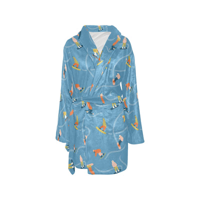 Snowboard Print Design LKS303 Women's Fleece Robe