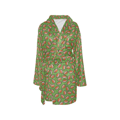 American Football on Green Design Women's Fleece Robe
