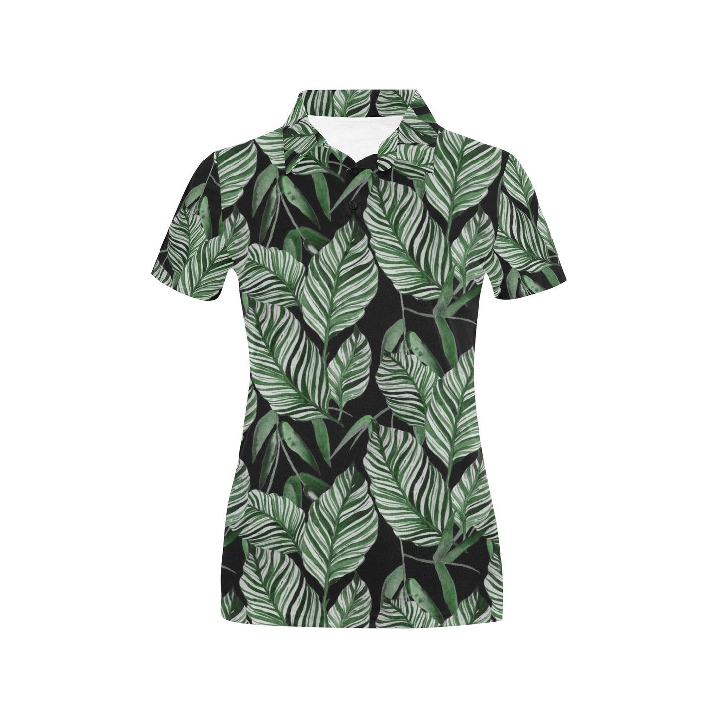 Palm Leaves Pattern Print Design PL09 Women's Polo Shirt