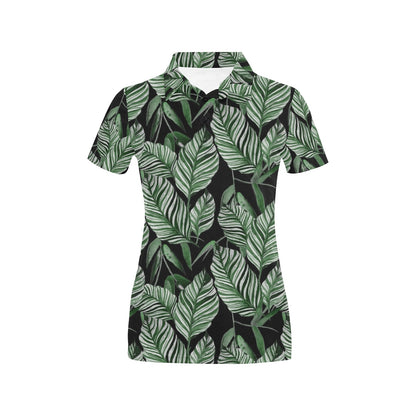 Palm Leaves Pattern Print Design PL09 Women's Polo Shirt