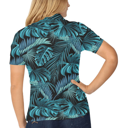 Palm Leaf Pattern Print Design A03 Women's Polo Shirt