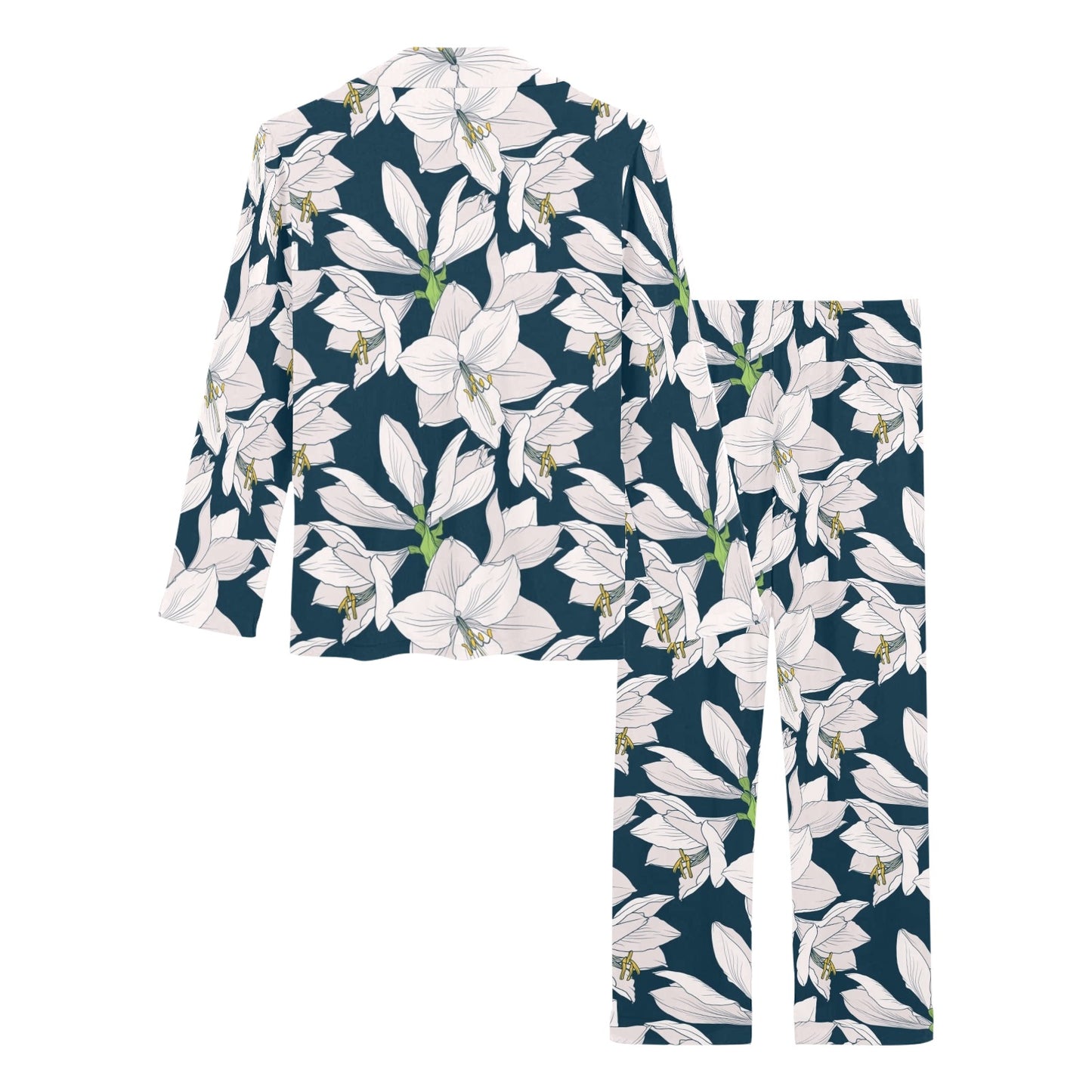 Amaryllis Pattern Print Design AL02 Women's Long Pajama Set
