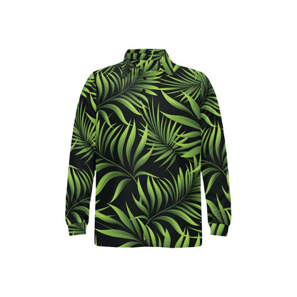 Palm Leaves Pattern Print Design PL07 Long Sleeve Polo Shirt For Men's
