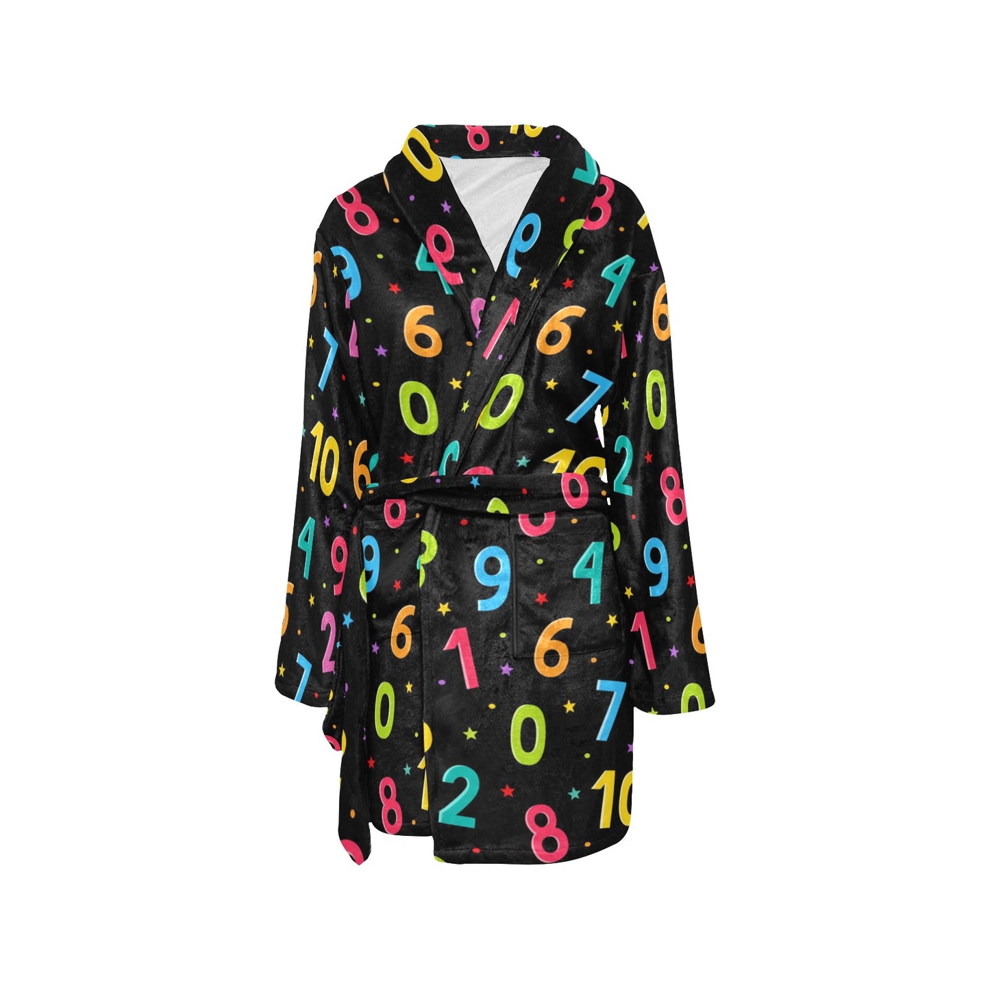 Number Pattern Print Design A04 Women's Fleece Robe
