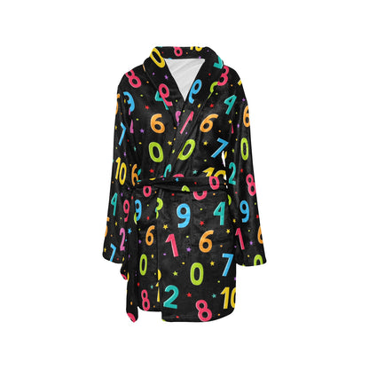 Number Pattern Print Design A04 Women's Fleece Robe