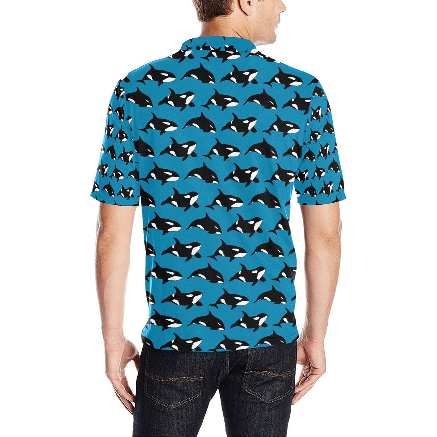 Whale Print Design LKS304 Men Polo Shirt