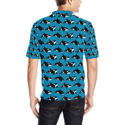 Whale Print Design LKS304 Men Polo Shirt
